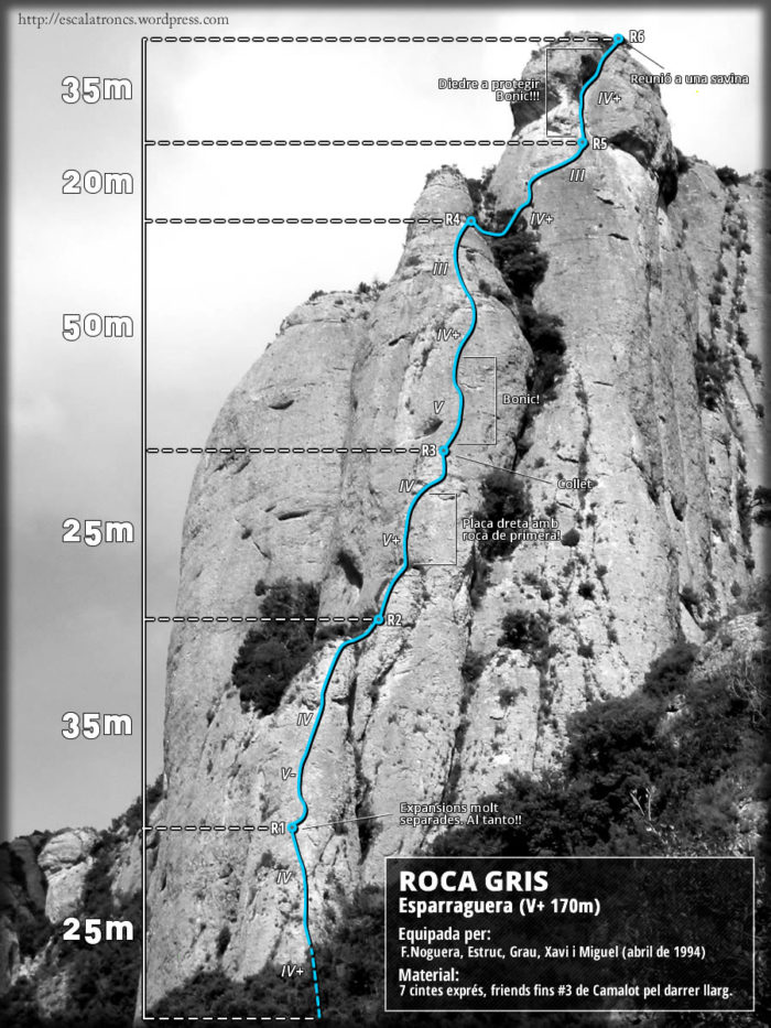 Ressenya de la via Esparraguera a la Roca Gris - Montserrat